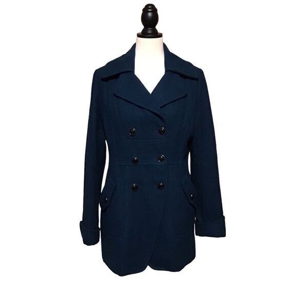 Guess Double Breasted Wool Blend Pea Coat Sz M - Picture 1 of 9